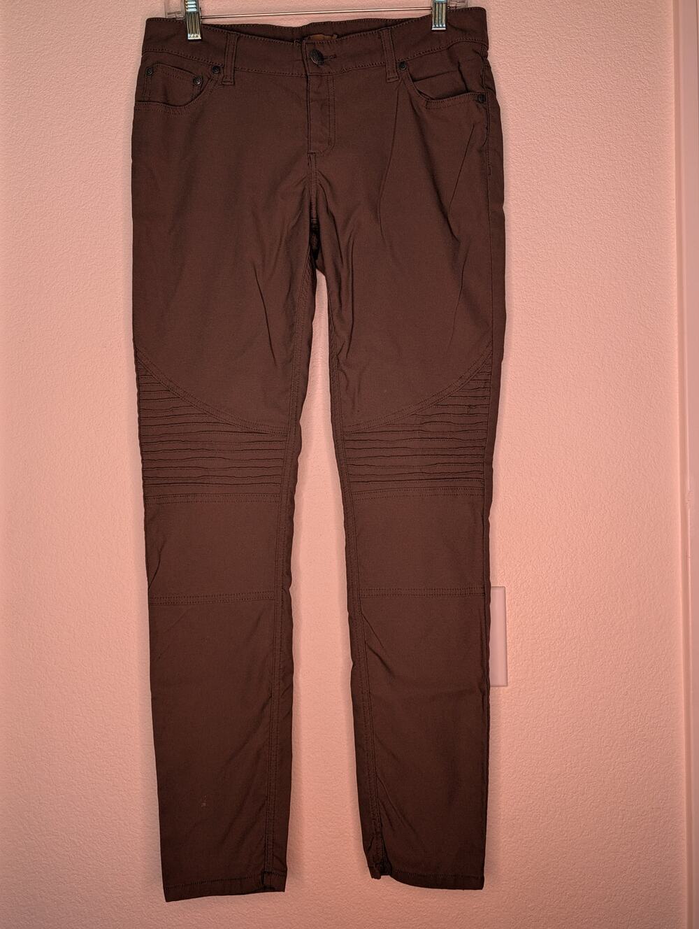 PrAna Briann Moto Pant Women 8 Brown Nylon Yoga Travel Hiking Outdoor Stretch